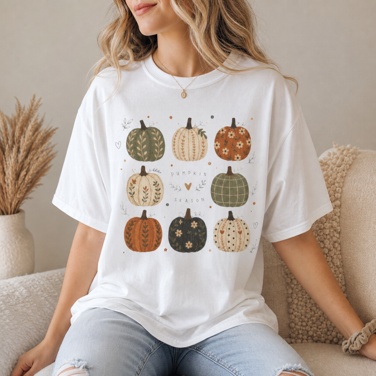 Pumpkin Patch Pattern Halloween T-Shirt